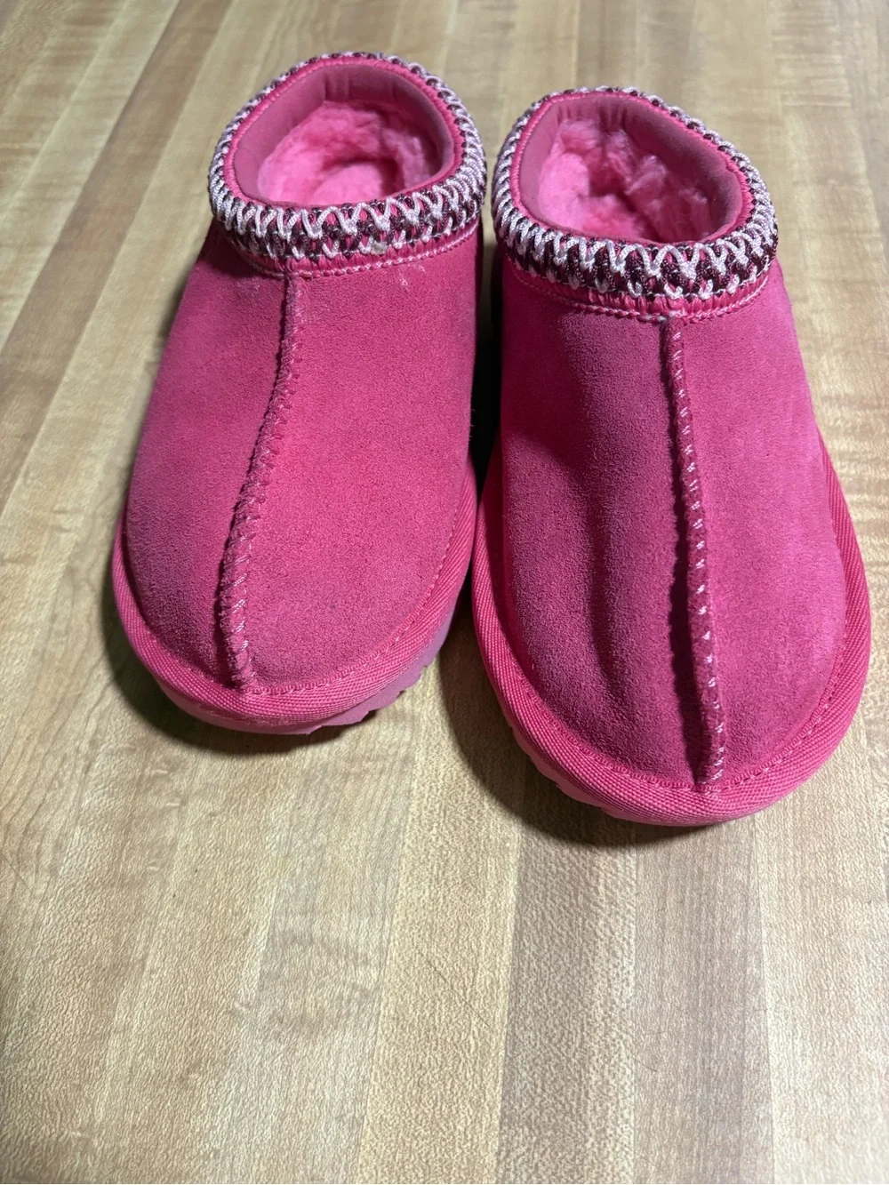 UGG Kids Pink Faux-Fur Moccasin Slippers